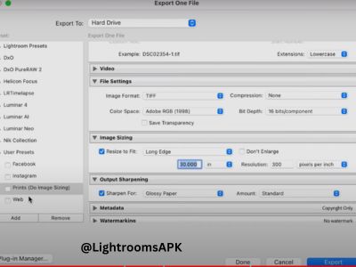 Lightroom  export settings for Print 