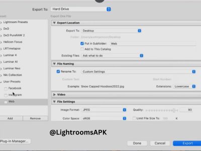 Lightroom  export settings for web